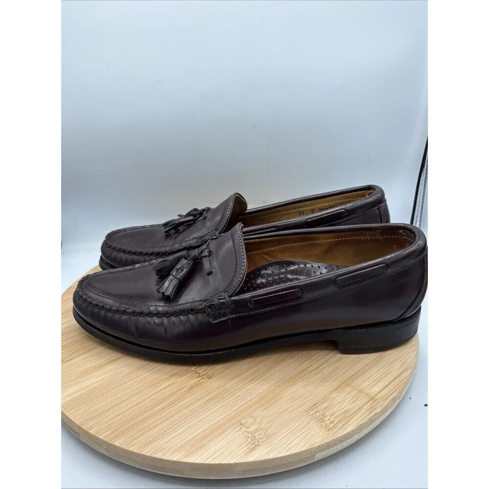 Sebago Hand Sewn Tassel Loafers Burgundy Leather Men's 11C Classic